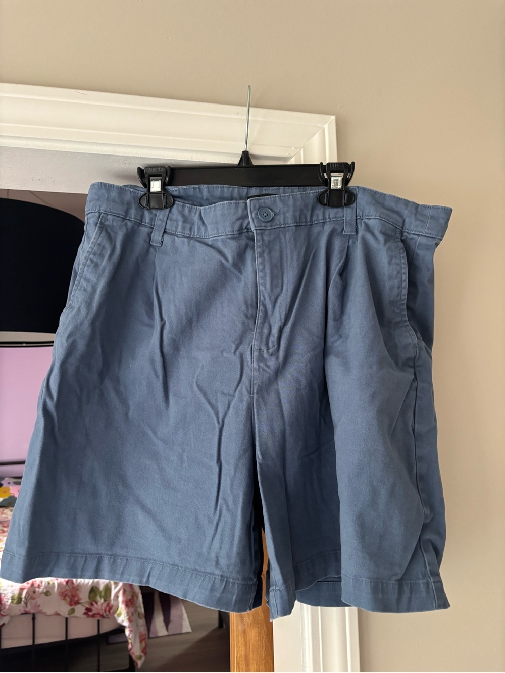 Banana Republic Slate Blue Flat-Front Cotton Shorts